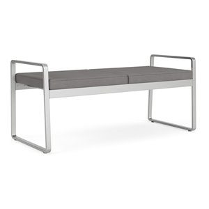 Pemberly Row Polyurethane 2-Seat Bench in Silver/Castillo Metal