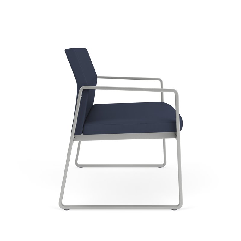 Pemberly Row Polyurethane Reception Loveseat in Silver/Castillo Batik