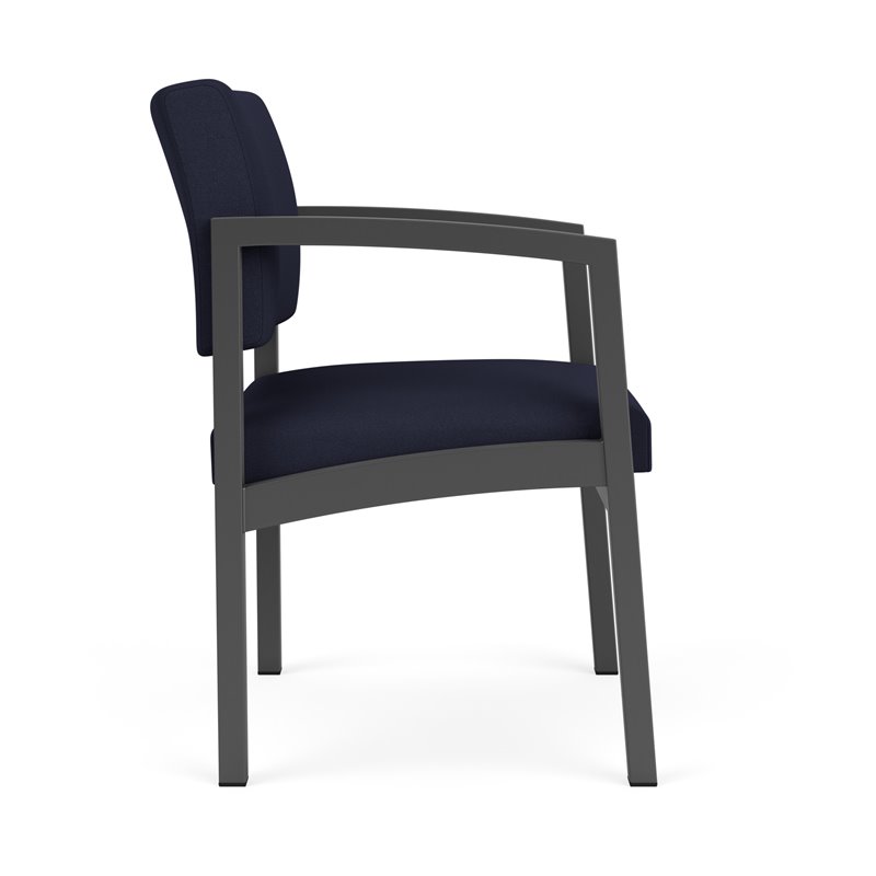 Pemberly Row Modern Fabric Guest Chair in Charcoal/Open House Navy