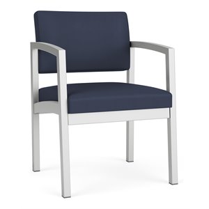 Pemberly Row Modern Polyurethane Guest Chair in Silver/Castillo Batik