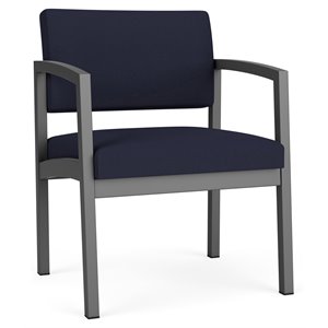 Pemberly Row Fabric Oversize Guest Chair in Charcoal/Open House Navy
