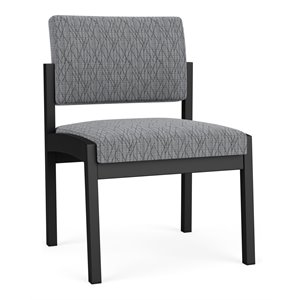 Pemberly Row Fabric Armless Guest Chair in Black/Adler Gray Flannel