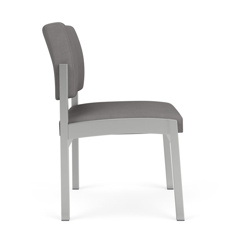 Pemberly Row Polyurethane Armless Guest Chair in Silver/Castillo Metal
