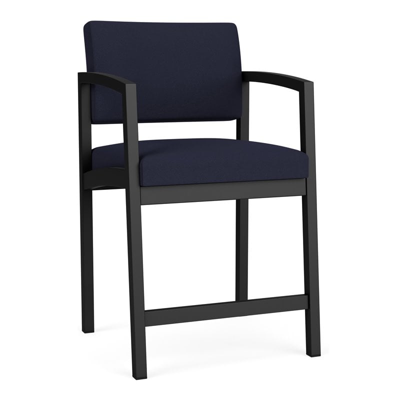 Pemberly Row Modern Fabric Hip Chair in Black/Open House Navy