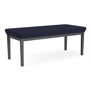 Pemberly Row Fabric 2-Seat Bench in Charcoal/Open House Navy