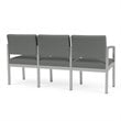 Pemberly Row Modern Fabric 3-Seat Sofa in Silver/Open House Asteroid