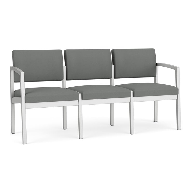 Pemberly Row Modern Fabric 3-Seat Sofa in Silver/Open House Asteroid