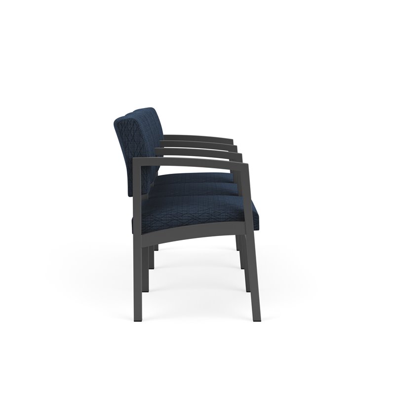 Pemberly Row Fabric 3 Seats Reception Chair in Charcoal/Adler Midnight Sky