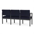 Pemberly Row Fabric 3 Seats Reception Chair in Charcoal/Open House Navy