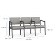 Pemberly Row Fabric 3 Seats Reception Chair in Charcoal/Open House Navy