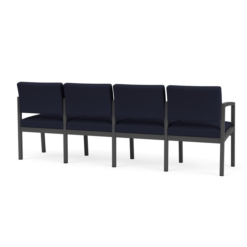 Pemberly Row Fabric 4 Seats Reception Chair in Charcoal/Open House Navy