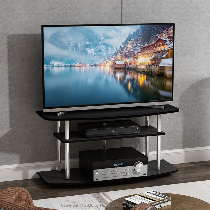Pemberly Row Turn-N-Tube Wood 3-Tier TV Stand for TV up to 50