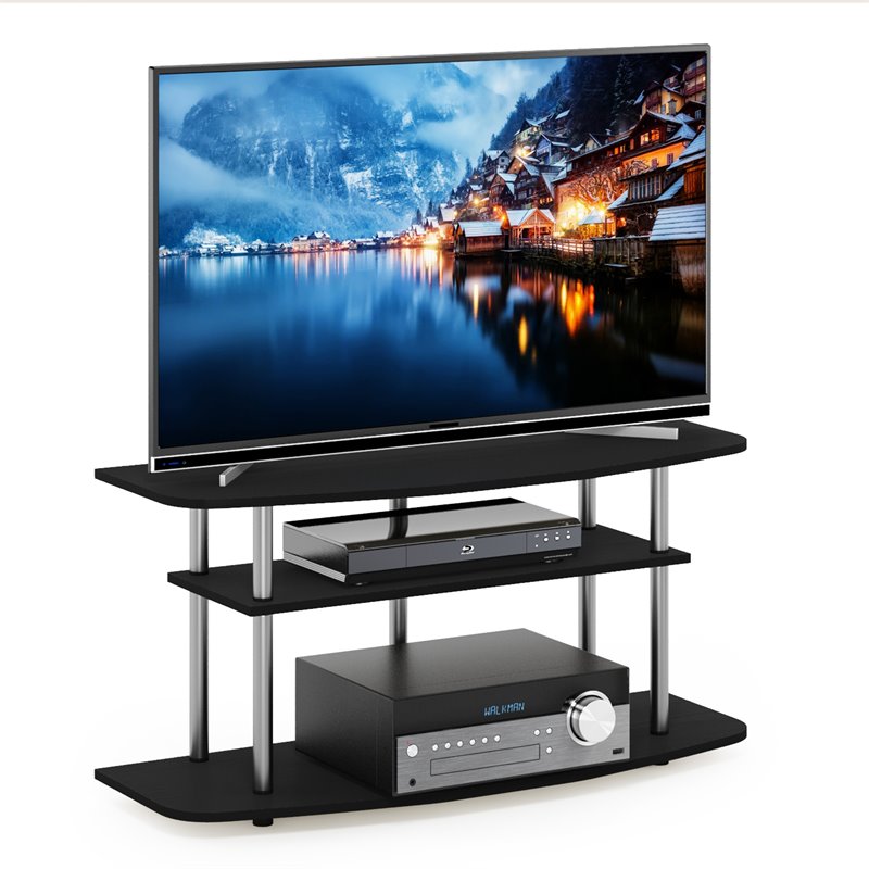 Pemberly Row Turn-N-Tube Wood 3-Tier TV Stand for TV up to 50