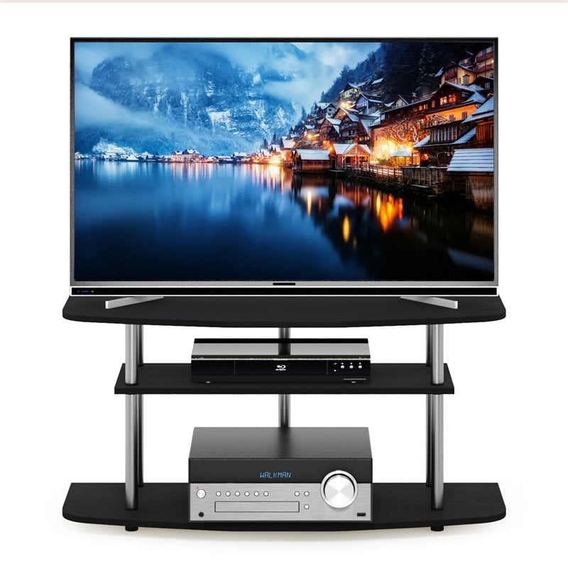 Pemberly Row Turn-N-Tube Wood 3-Tier TV Stand for TV up to 50