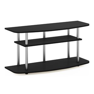 Pemberly Row Turn-N-Tube Wood 3-Tier TV Stand for TV up to 50&quot in Black