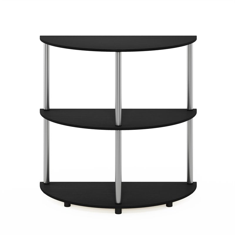 Pemberly Row Turn-N-Tube Engineered Wood Half Round Console Table in Black Oak