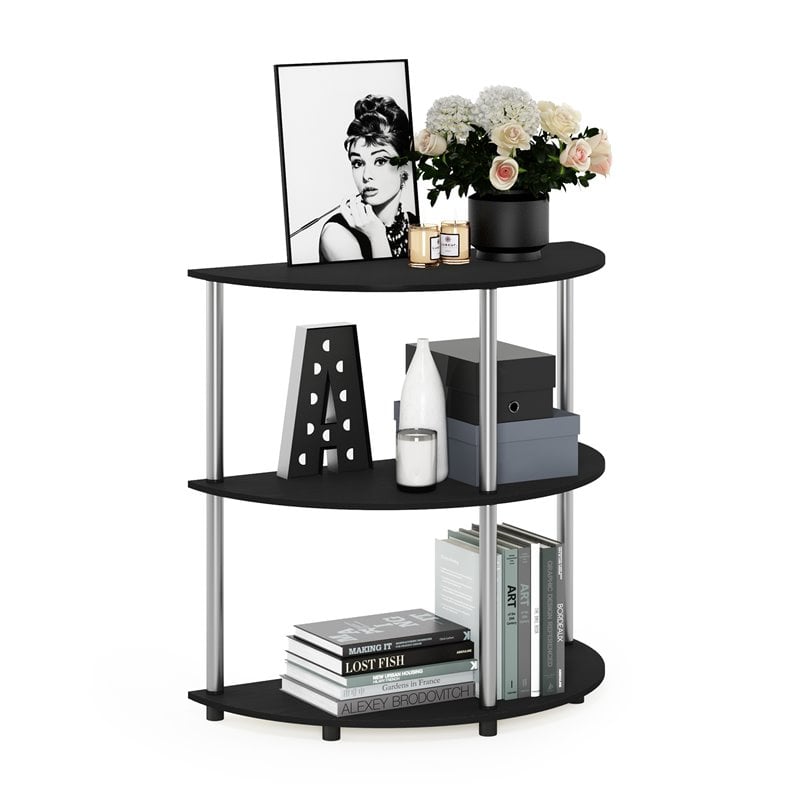 Pemberly Row Turn-N-Tube Engineered Wood Half Round Console Table in Black Oak