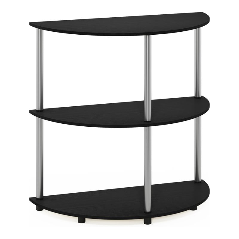 Pemberly Row Turn-N-Tube Engineered Wood Half Round Console Table in Black Oak