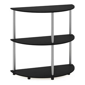 Pemberly Row Turn-N-Tube Engineered Wood Half Round Console Table in Black Oak