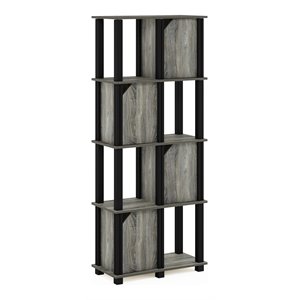 Pemberly Row Engineered Wood 5-Tier Storage Shelf with 4 Doors in Oak Gray
