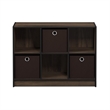 Pemberly Row Wood 3x2 Bookcase Storage w/Bins in Columbia Walnut/Dark Brown
