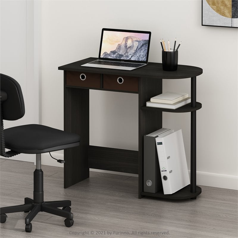 Pemberly Row Wood Home Laptop Notebook Computer Desk in Espresso/Black
