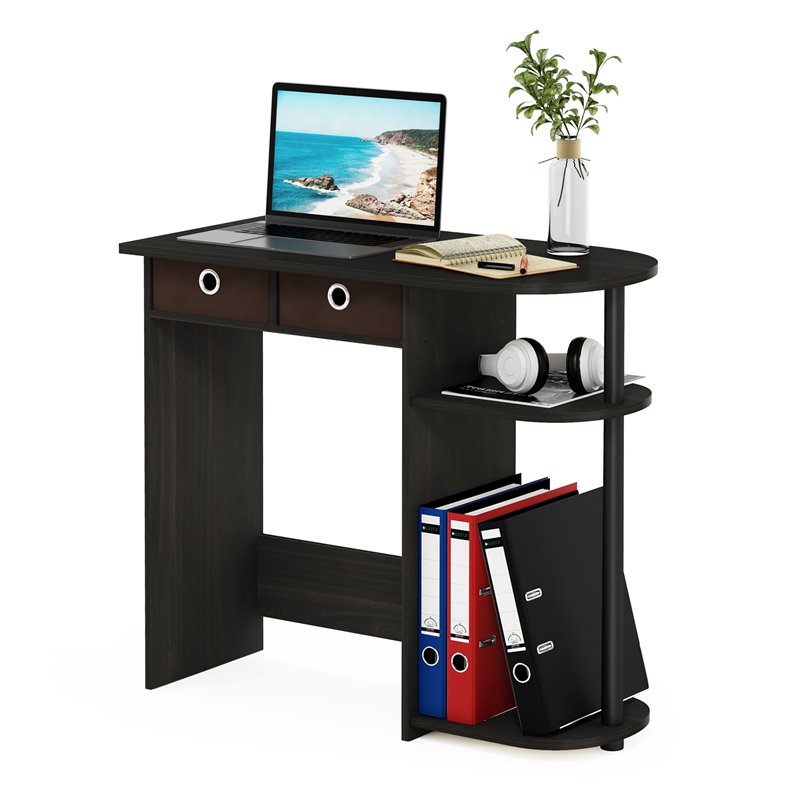 Pemberly Row Wood Home Laptop Notebook Computer Desk in Espresso/Black