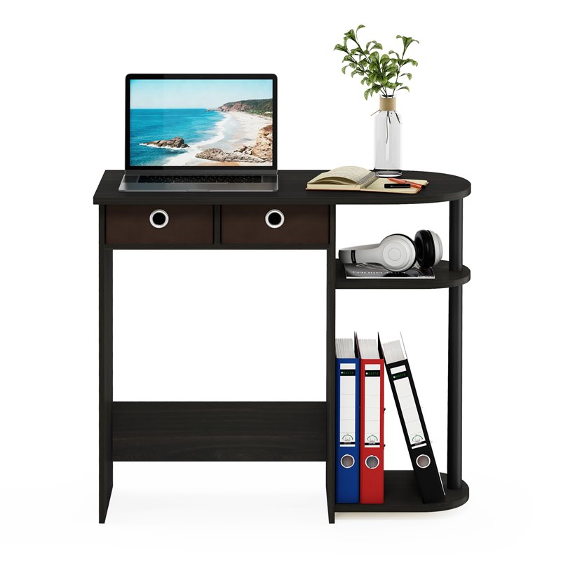 Pemberly Row Wood Home Laptop Notebook Computer Desk in Espresso/Black