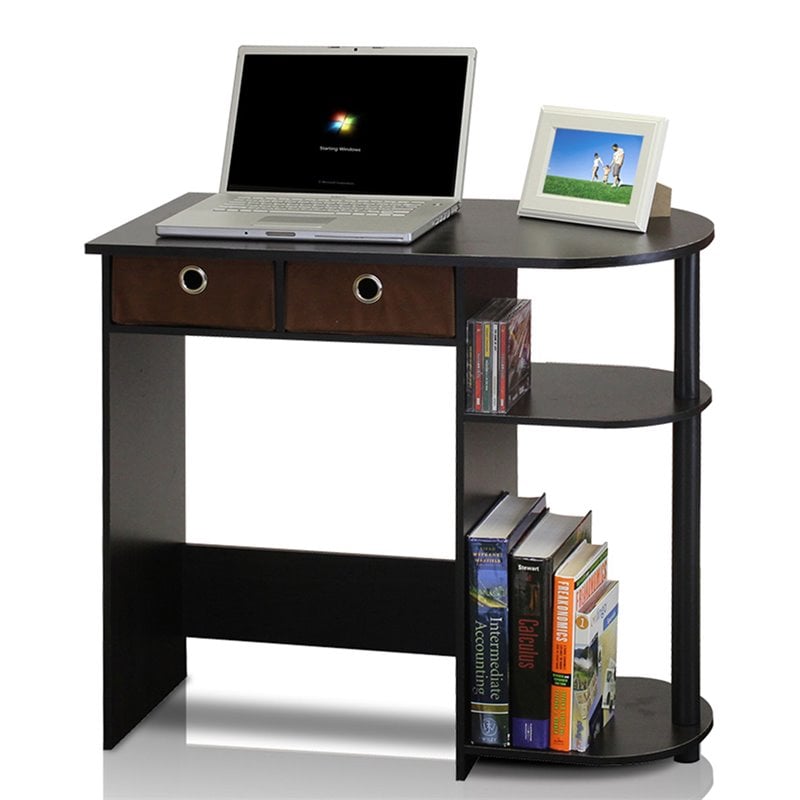 Pemberly Row Wood Home Laptop Notebook Computer Desk in Espresso/Black