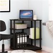 Pemberly Row Wood Space Saving Corner Desk w/ Shelves - Espresso/Black