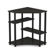 Pemberly Row Wood Space Saving Corner Desk w/ Shelves - Espresso/Black