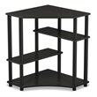 Pemberly Row Wood Space Saving Corner Desk w/ Shelves - Espresso/Black