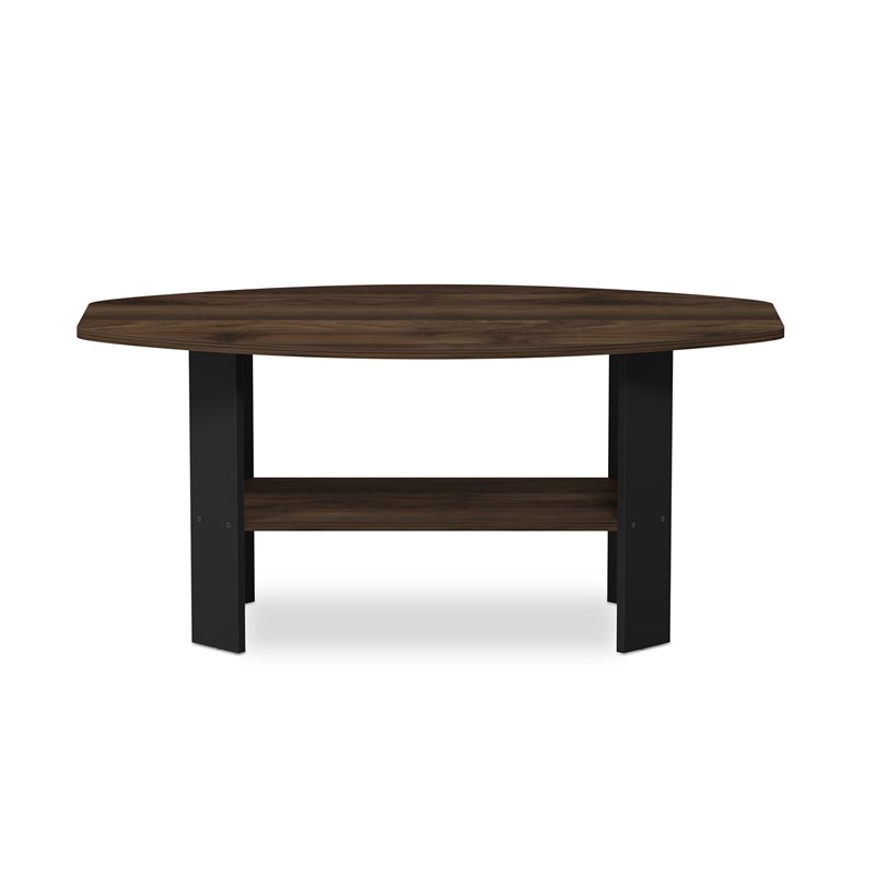 Pemberly Row Engineered Wood Simple Design Coffee Table in Columbia Walnut/Black