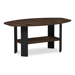 Pemberly Row Engineered Wood Simple Design Coffee Table in Columbia Walnut/Black