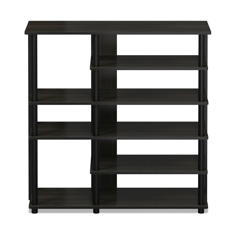 Pemberly Row Turn-N-Tube Engineered Wood Multi Storage Shoe Rack in Espresso