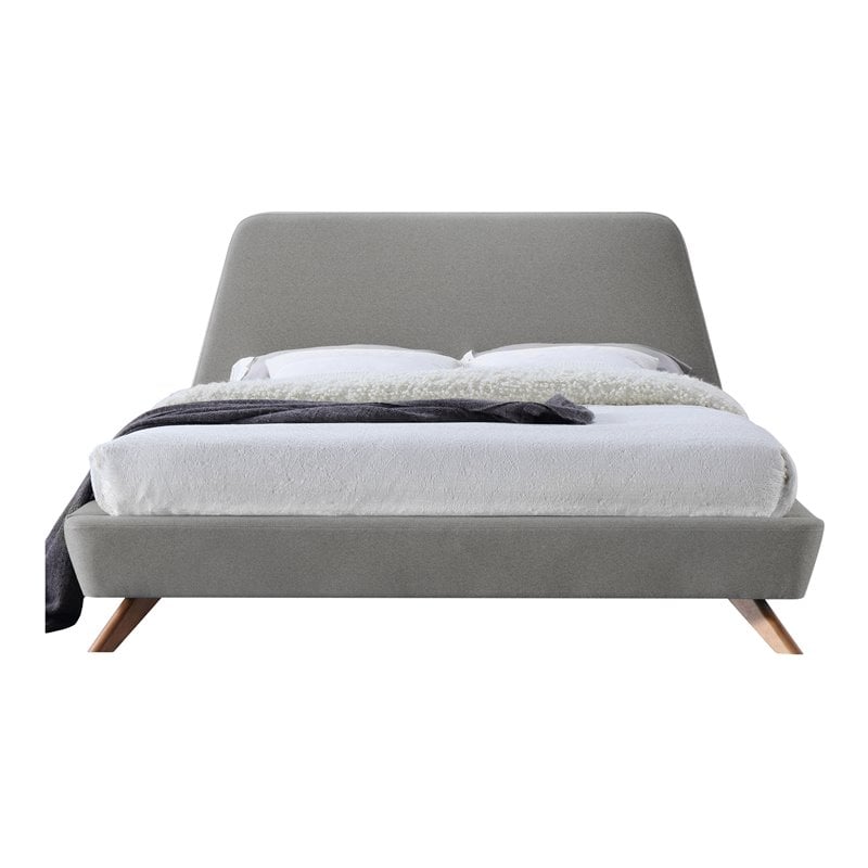 Pemberly Row Wood and Fabric Upholstered Queen Platform Bed in Gray