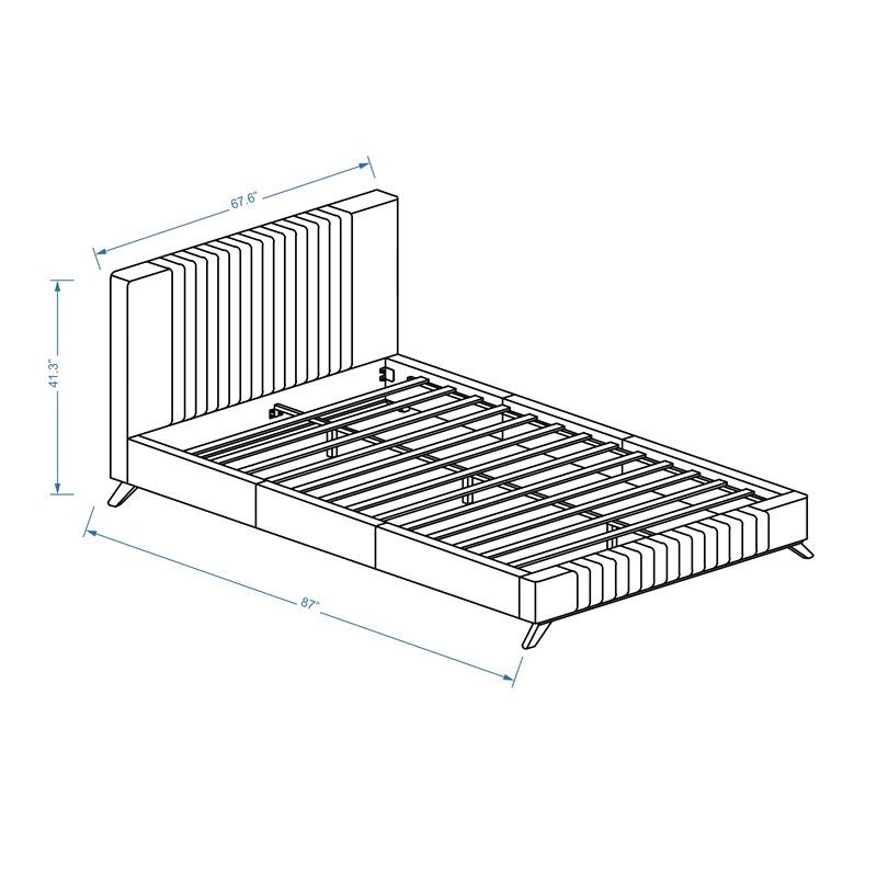Pemberly Row Wood and Fabric Upholstered Queen Platform Bed in Taupe Gray