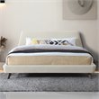Pemberly Row Wood and Fabric Upholstered King Platform Bed in Beige