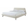 Pemberly Row Wood and Fabric Upholstered King Platform Bed in Beige