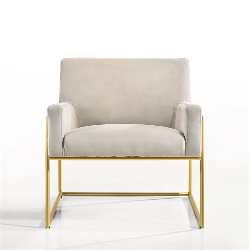 Pemberly Row Steel & Velvet Upholstered Lounge Accent Chair in Abalone Gray