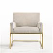 Pemberly Row Steel & Velvet Upholstered Lounge Accent Chair in Abalone Gray