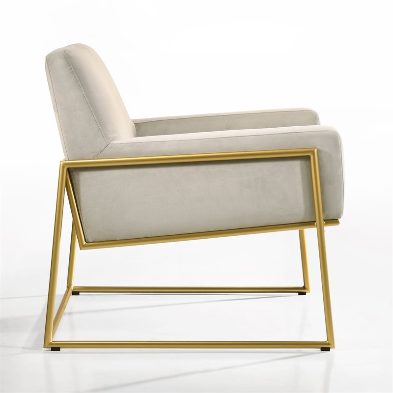 Pemberly Row Steel & Velvet Upholstered Lounge Accent Chair in Abalone Gray