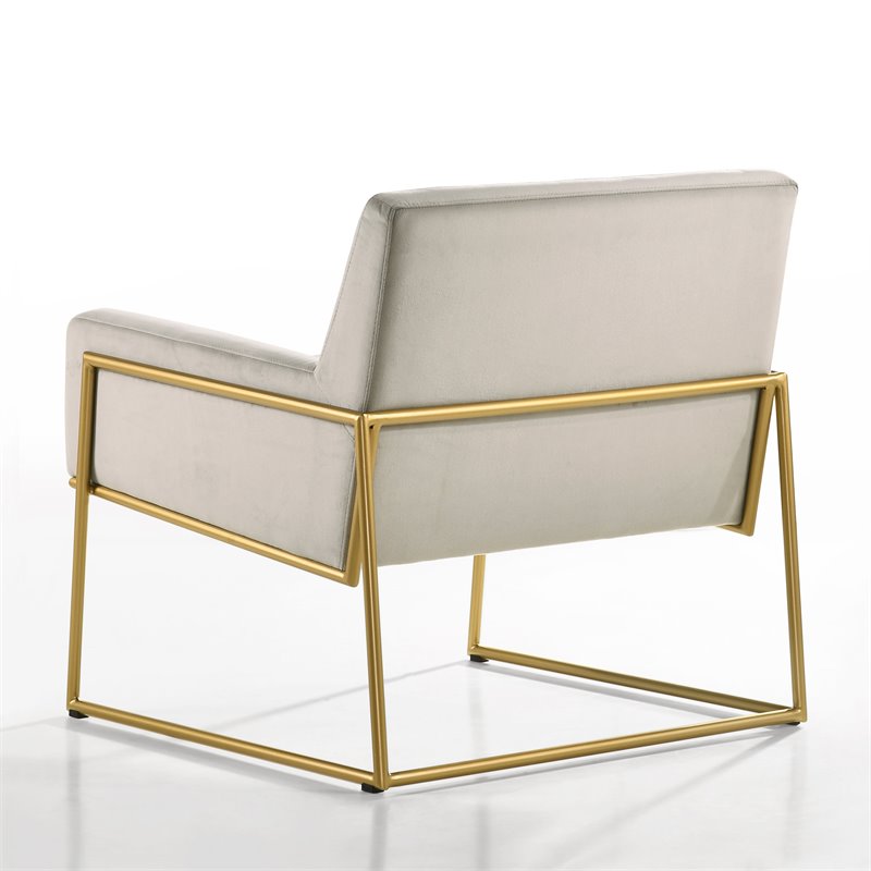 Pemberly Row Steel & Velvet Upholstered Lounge Accent Chair in Abalone Gray