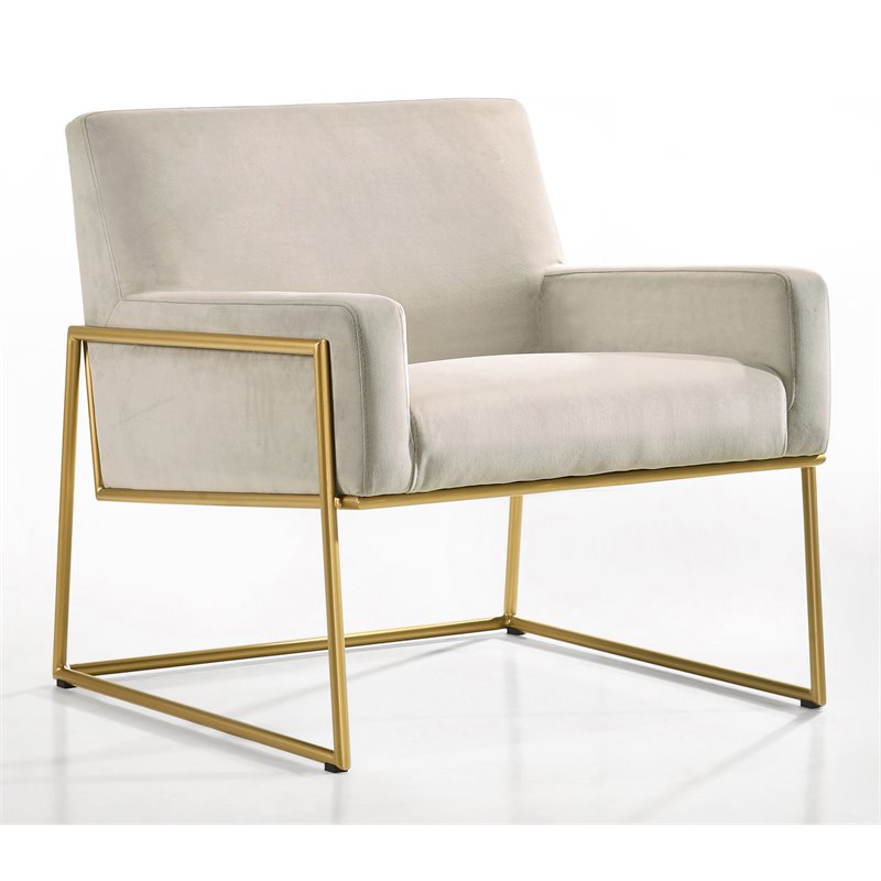 Pemberly Row Steel & Velvet Upholstered Lounge Accent Chair in Abalone Gray