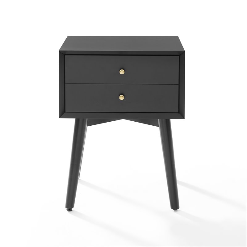 Pemberly Row Contemporary MDF Wood Night Stand in Matte Black