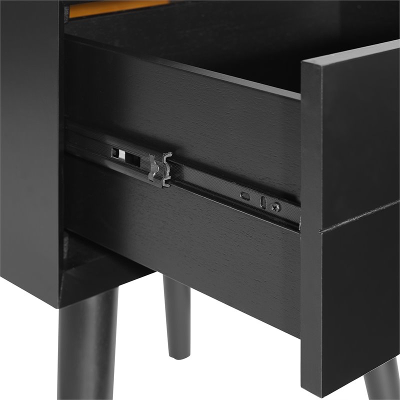Pemberly Row Contemporary MDF Wood Night Stand in Matte Black
