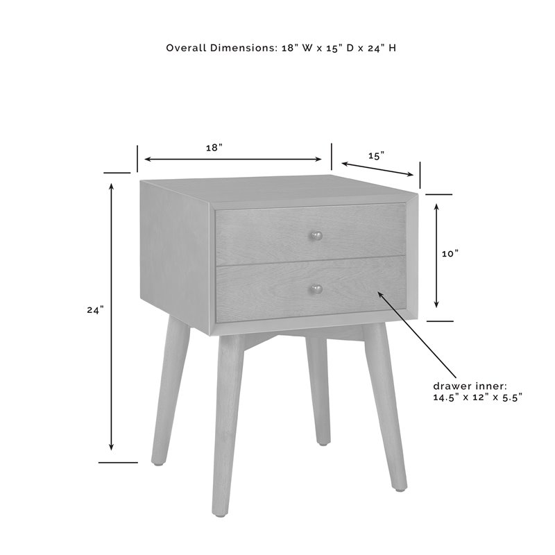 Pemberly Row Contemporary MDF Wood Night Stand in Matte Black