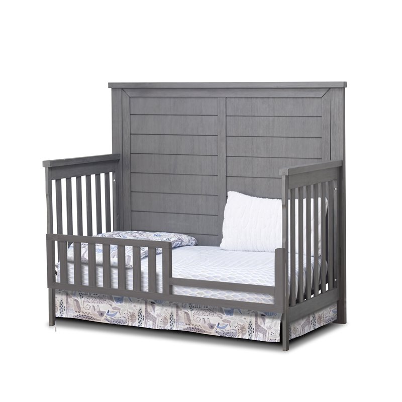 Pemberly Row Modern Wood Crib for Childs Nursery in Grigio Gray