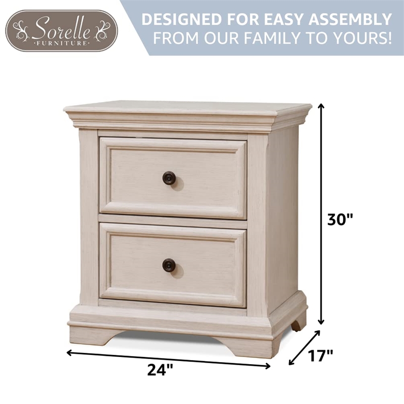 Pemberly Row Modern Wood Nightstand for Baby in Brushed Ivory