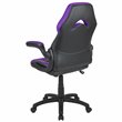 Pemberly Row Plastic Gaming Chair with Flip-Up Arms in Purple/Black